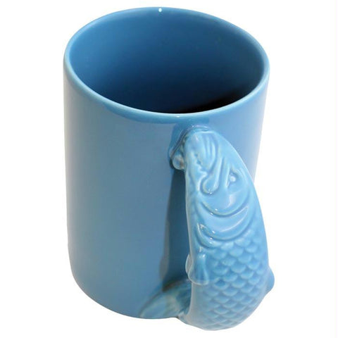 Ceramic Fish Mug Blue 16.9 Oz