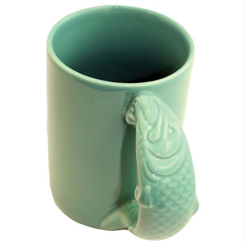 Ceramic Fish Mug Green 16.9 Oz