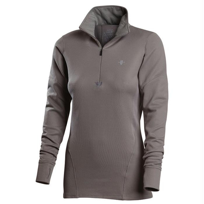 Womens Ls Zip Ingot Grey Sm