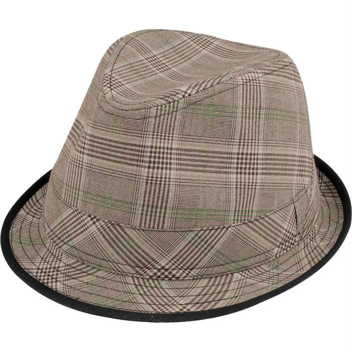 Fedora Hat Plaid Brown Osf