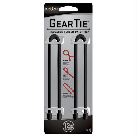 Gear Tie 12"-black 2pk
