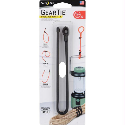 Gear Tie Loopable 12"-blk 2pk