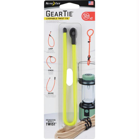Gear Tie Loopable 12"-yel 2pk