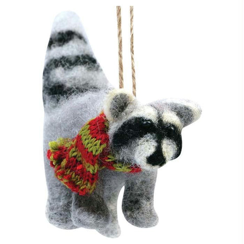 Felted Raccoon Ornament