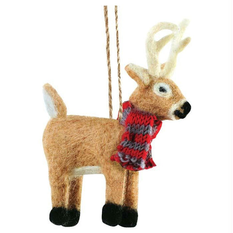 Felted White Tail Deer Ornamnt