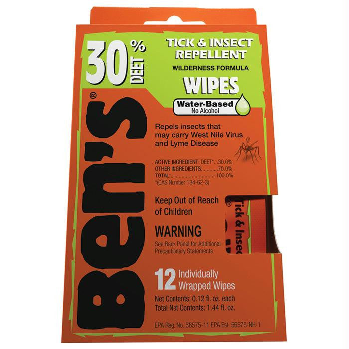 Ben's Wipes 30% Deet 12 Pk