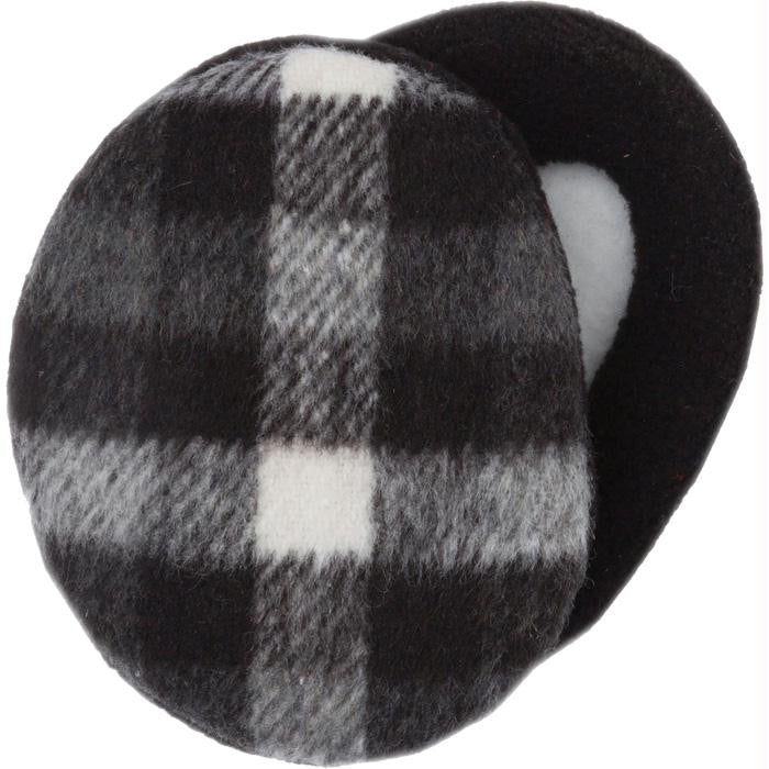 Earbags Fleece Plaid Blk-wt Sm