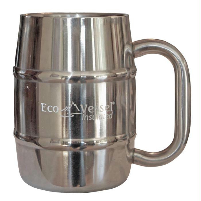 Double Barrel Mug 16 Oz Silver