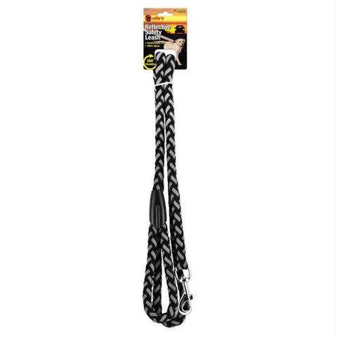 Brded Rflct Dg Leash Blk 5-8x6